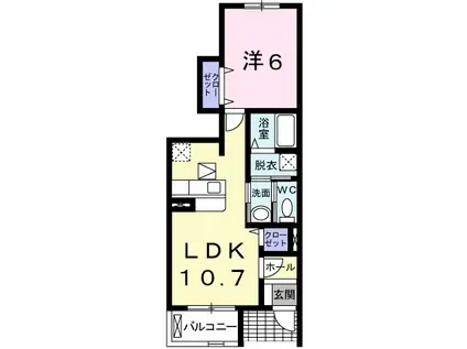 ピーチテラス(1LDK/1階)の間取り写真