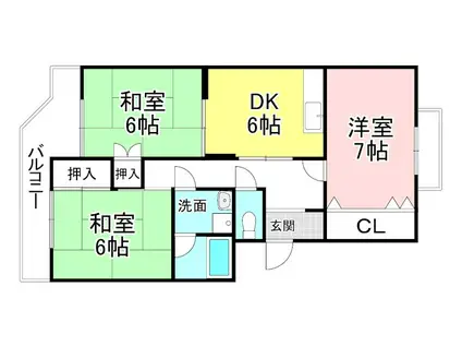 中沢壱番館(3DK/2階)の間取り写真