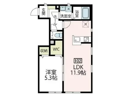 サニーヒルズスリー(1LDK/1階)の間取り写真