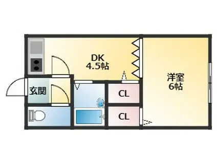 ヴェルドミール山忠西脇(1DK/4階)の間取り写真