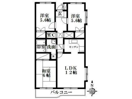 小倉広沢マンション(3LDK/4階)の間取り写真