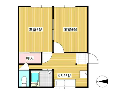 上信荘(2DK/2階)の間取り写真