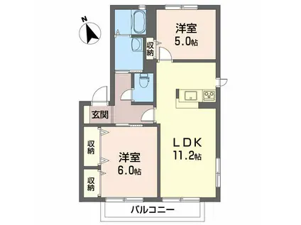 グランシード南梅本(2LDK/2階)の間取り写真