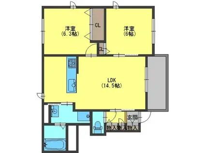 シャーメゾン クレストA(2LDK/1階)の間取り写真