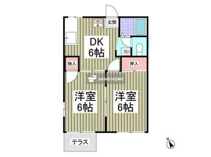 ガーデングローブ(2K/2階)の間取り写真