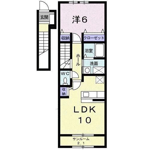 アイレA(1LDK/2階)の間取り写真