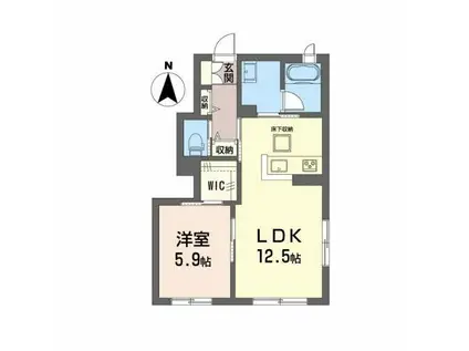 シャーメゾン上河原西 B棟(1LDK/1階)の間取り写真