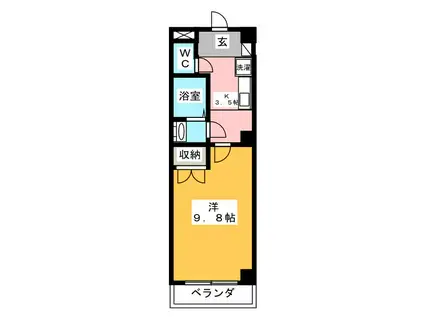 ポレール梅林(1K/7階)の間取り写真