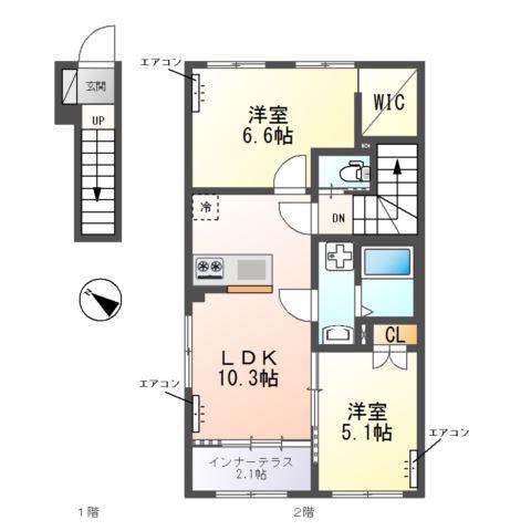 コパンーCOPAINー(2LDK/2階)の間取り写真