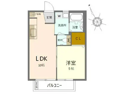 RKハイム和田A棟(1DK/1階)の間取り写真