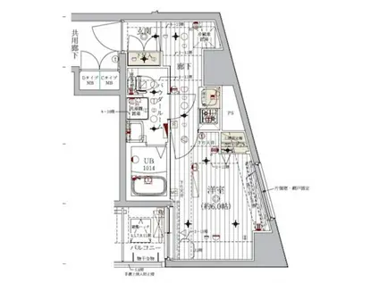 メインステージ北千住II(1K/4階)の間取り写真