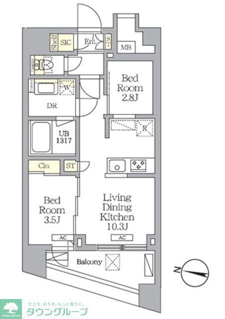 NOGATA RESIDENCE(2LDK/7階)の間取り写真
