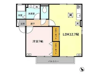 メゾン・リヴェールB(1LDK/1階)の間取り写真