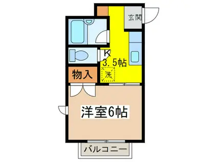 ルミエールA(1K/2階)の間取り写真