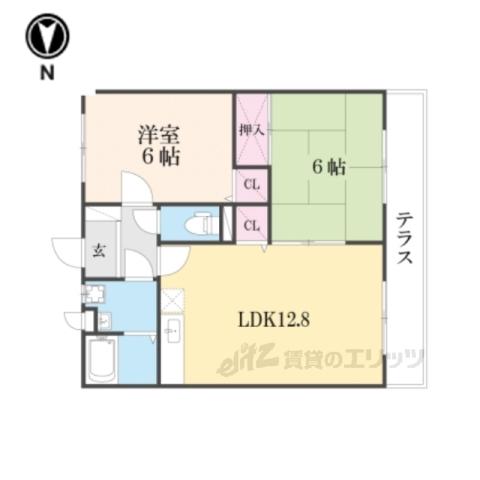 森本ハイツ(2LDK/1階)の間取り写真