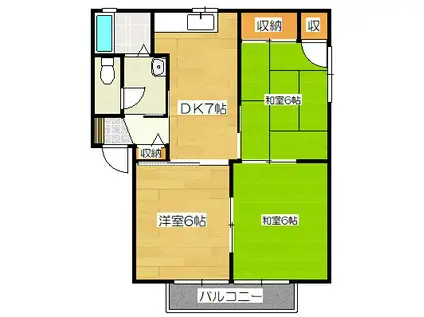 メゾン・フルールA(3DK/2階)の間取り写真