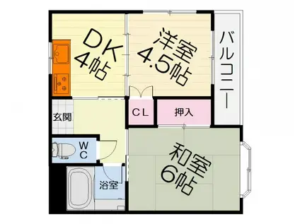 ISE綾園7703C棟(2DK/2階)の間取り写真