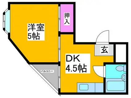 ペールブルー(1DK/3階)の間取り写真