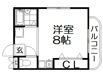 カーサI(ワンルーム/2階)の間取り写真