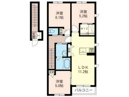エトワル D棟(3LDK/2階)の間取り写真