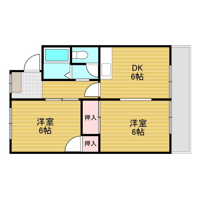 いほりコーポ(2DK/2階)の間取り写真