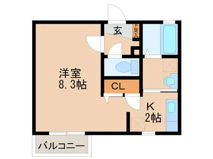 プライマリー津福駅前(1K/1階)の間取り写真