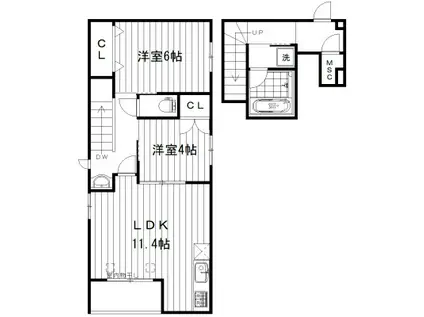 ショコラメゾンA&K(2LDK/3階)の間取り写真