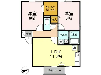 カサグランディスIII(2LDK/2階)の間取り写真
