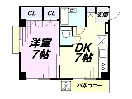 エムビル(1DK/3階)の間取り写真