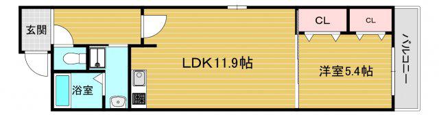 フジレジデンス(1LDK/2階)の間取り写真
