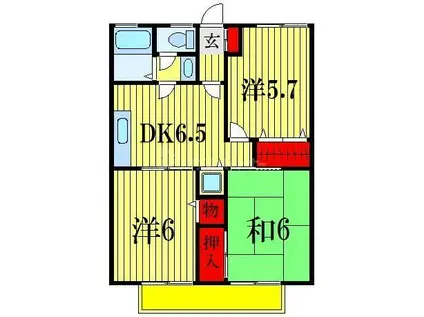 グランドールII(3DK/2階)の間取り写真