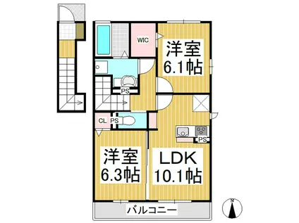 ル・サンパティークC(2LDK/2階)の間取り写真