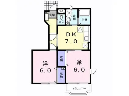パストラル(2DK/1階)の間取り写真