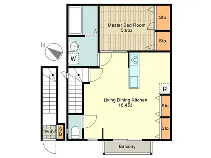 京王井の頭線 井の頭公園駅 徒歩12分 2階建 築6年(1LDK/2階)の間取り写真