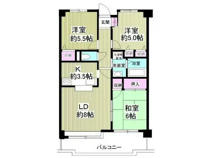 ベルグプレシャデス船橋(3LDK/2階)の間取り写真