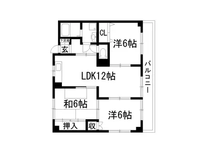 クレーヴィルM(3LDK/1階)の間取り写真
