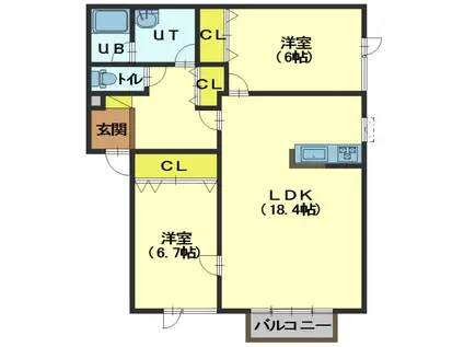 ルーチェ.II(2LDK/2階)の間取り写真