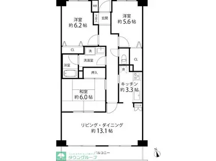 TS GARDEN横浜岸根公園(3LDK/3階)の間取り写真