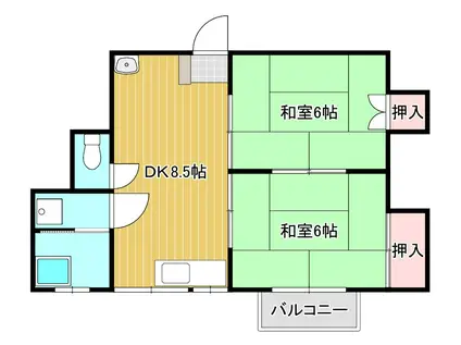 デュエル美吉野(2DK/2階)の間取り写真