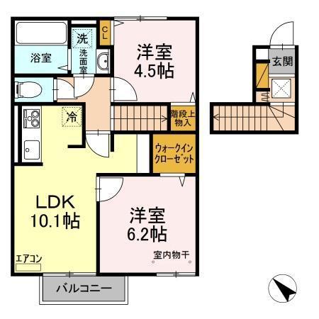 SOLARIE MIDORINO II(2LDK/2階)の間取り写真