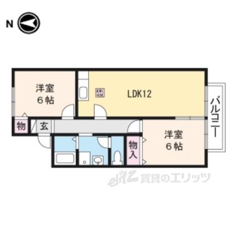 フローラ(2LDK/2階)の間取り写真