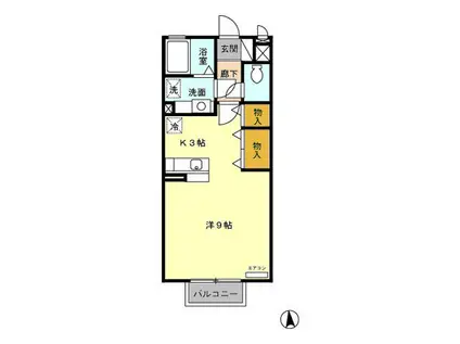 レジェンド ワコーB(ワンルーム/2階)の間取り写真