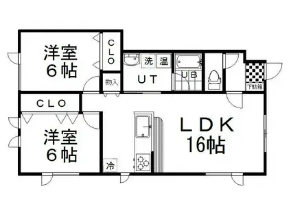 ＪＲ根室本線 釧路駅 バス乗車時間：15分 最寄りバス停で下車 徒歩6分 2階建 築17年(2LDK/1階)の間取り写真