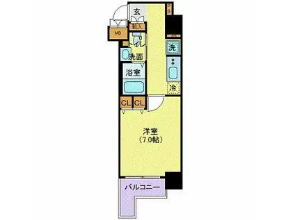 セレニティコート虎ノ門(1K/12階)の間取り写真