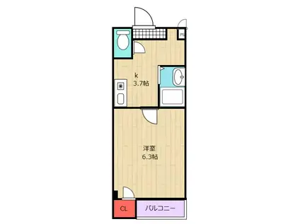 プレミアム福島705(1K/7階)の間取り写真