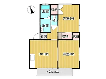 ハイム山中(2DK/1階)の間取り写真