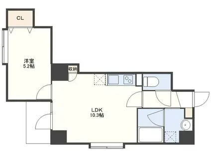 シーアンドスター川口(1LDK/8階)の間取り写真