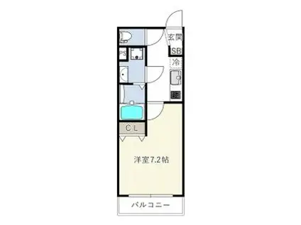 REGIES近代長瀬(1K/1階)の間取り写真