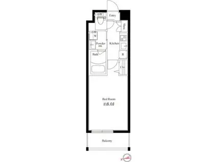 ハーモニーレジデンス新宿御苑THEイースト(1K/1階)の間取り写真