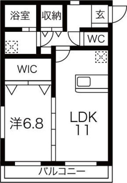 ラポール今沢(1LDK/1階)の間取り写真